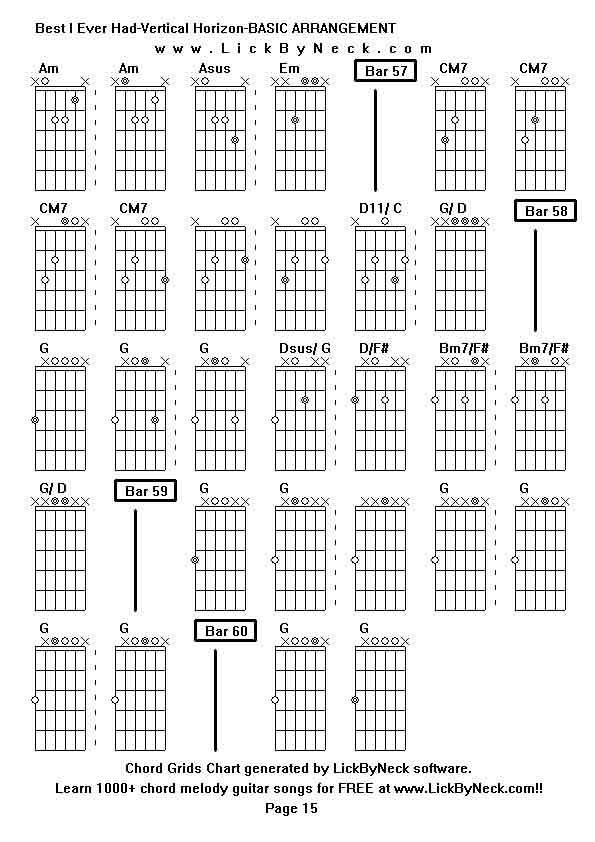 Chord Grids Chart of chord melody fingerstyle guitar song-Best I Ever Had-Vertical Horizon-BASIC ARRANGEMENT,generated by LickByNeck software.